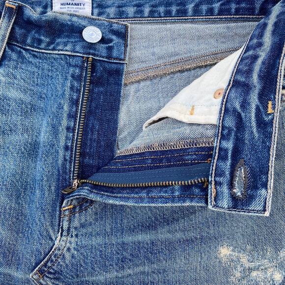 New Citizens Of Humanity Cutoff Hem Green Point Jean Denim Mini Skirt Size 27 - Picture 12 of 13